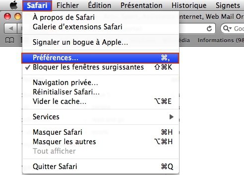 préférences safari